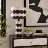 Eva Black and White Curved Stripe Papier Mache Table Lamp