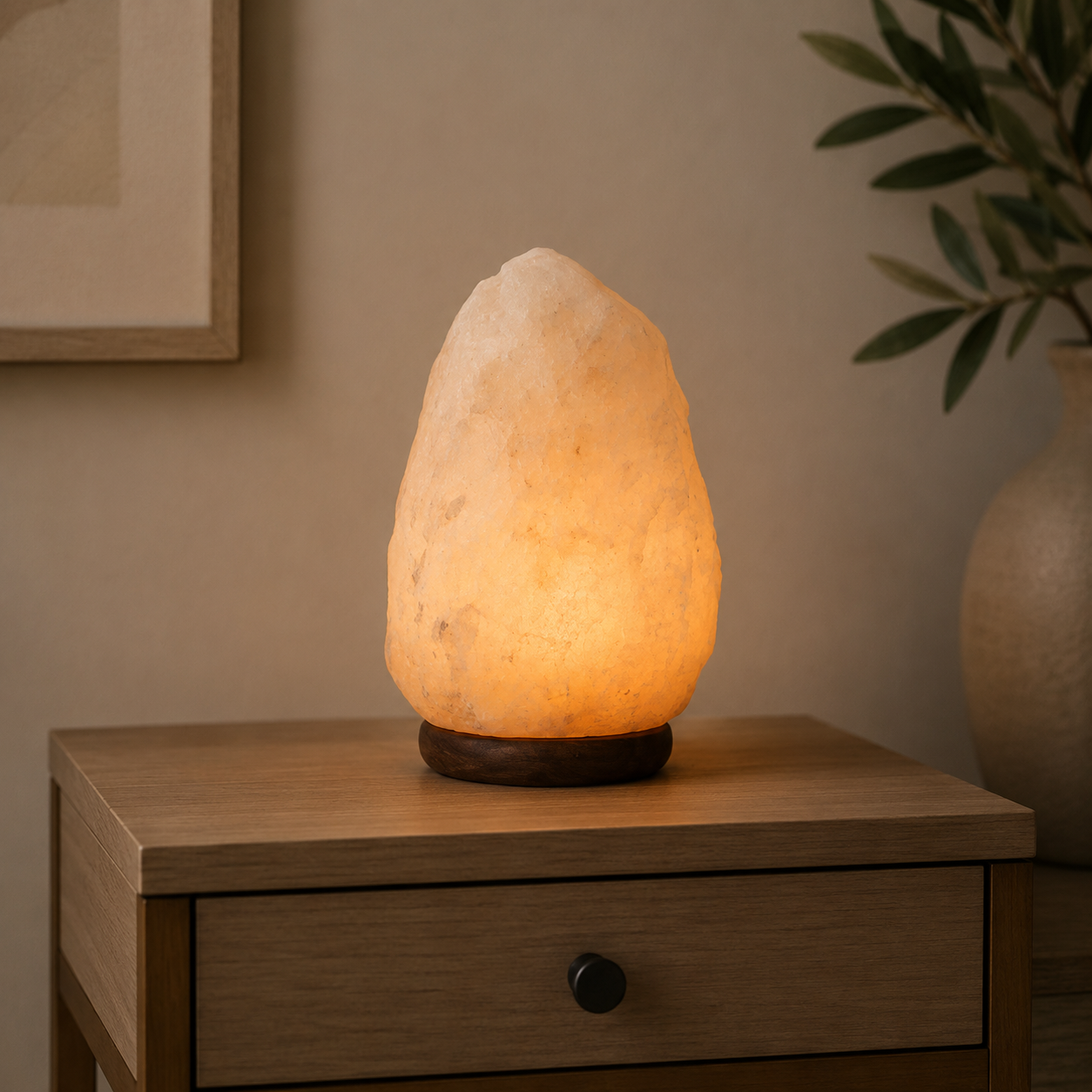 Mia White Natural Salt Table Lamp