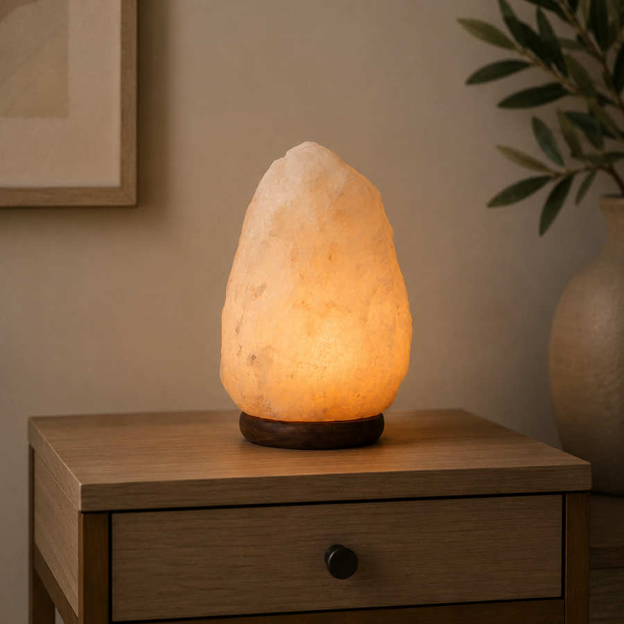 Mia White Natural Salt Table Lamp