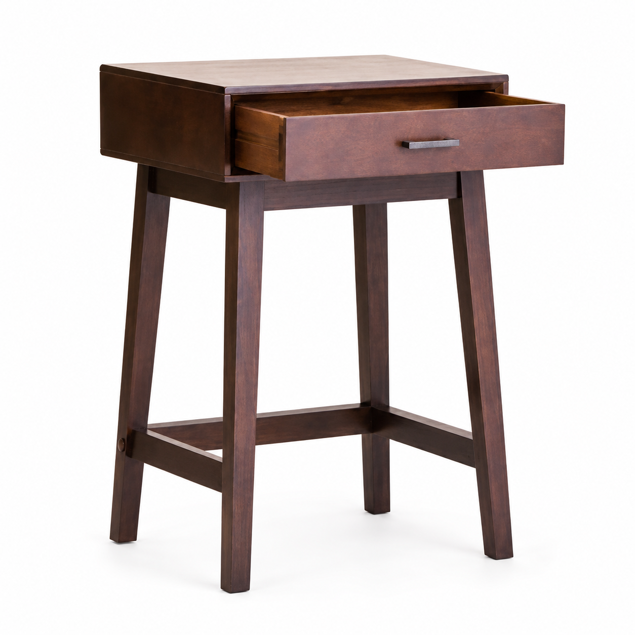 Remel One Drawer Walnut Wood Finish Side Table