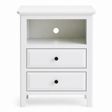 Classic James Two Drawer White Finish Wood Side Table