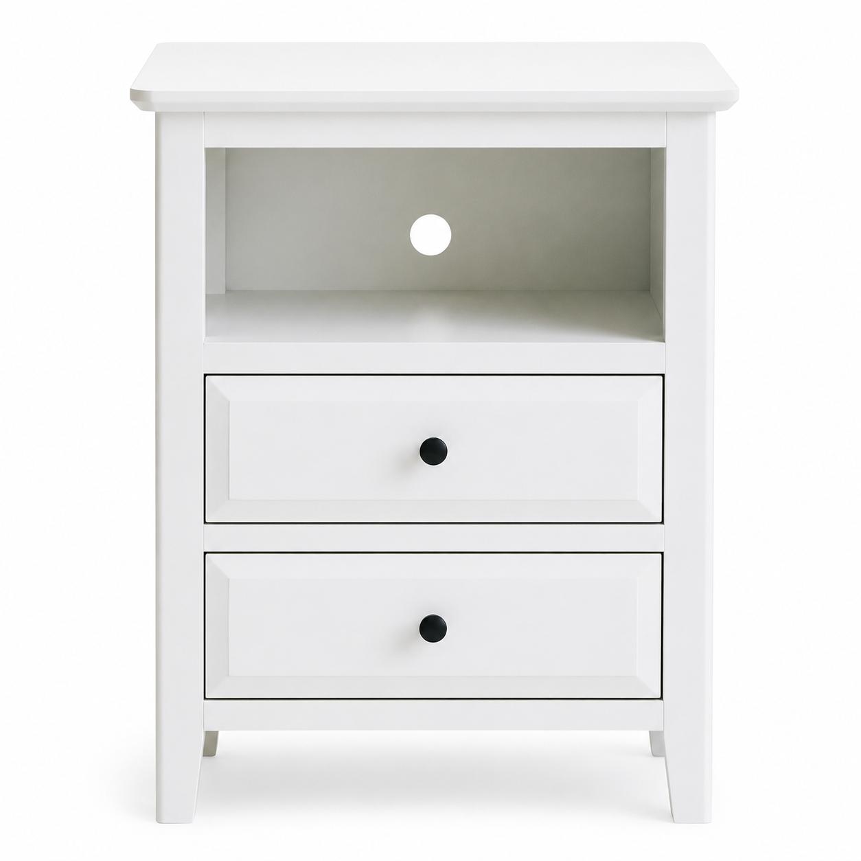 Classic James Two Drawer White Finish Wood Side Table