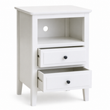 Classic James Two Drawer White Finish Wood Side Table