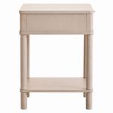 Classic John One Drawer Reed Detail Taupe Wood Side Table