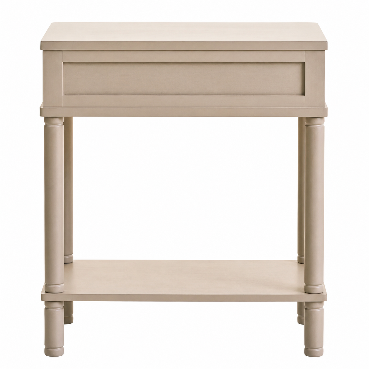 Classic John One Drawer Reed Detail Taupe Wood Side Table