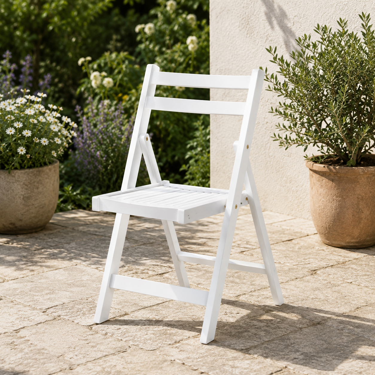Nehemiah White Wood Folding Chair