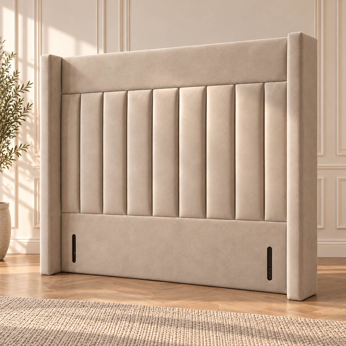 High Wingback Headboard, Boaz Channelled 2027