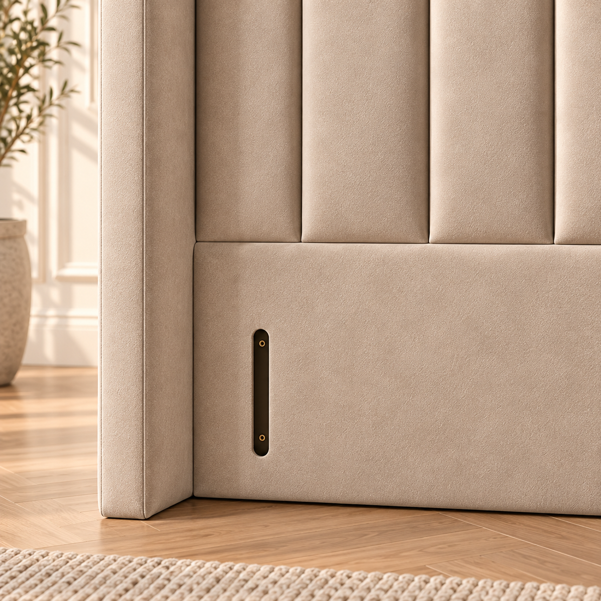 High Wingback Headboard, Boaz Channelled 2027