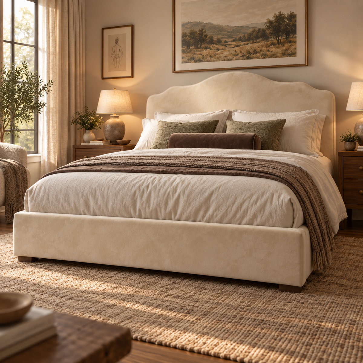 Salome Elegant Soft Upholstered Cloud Teddy Bed