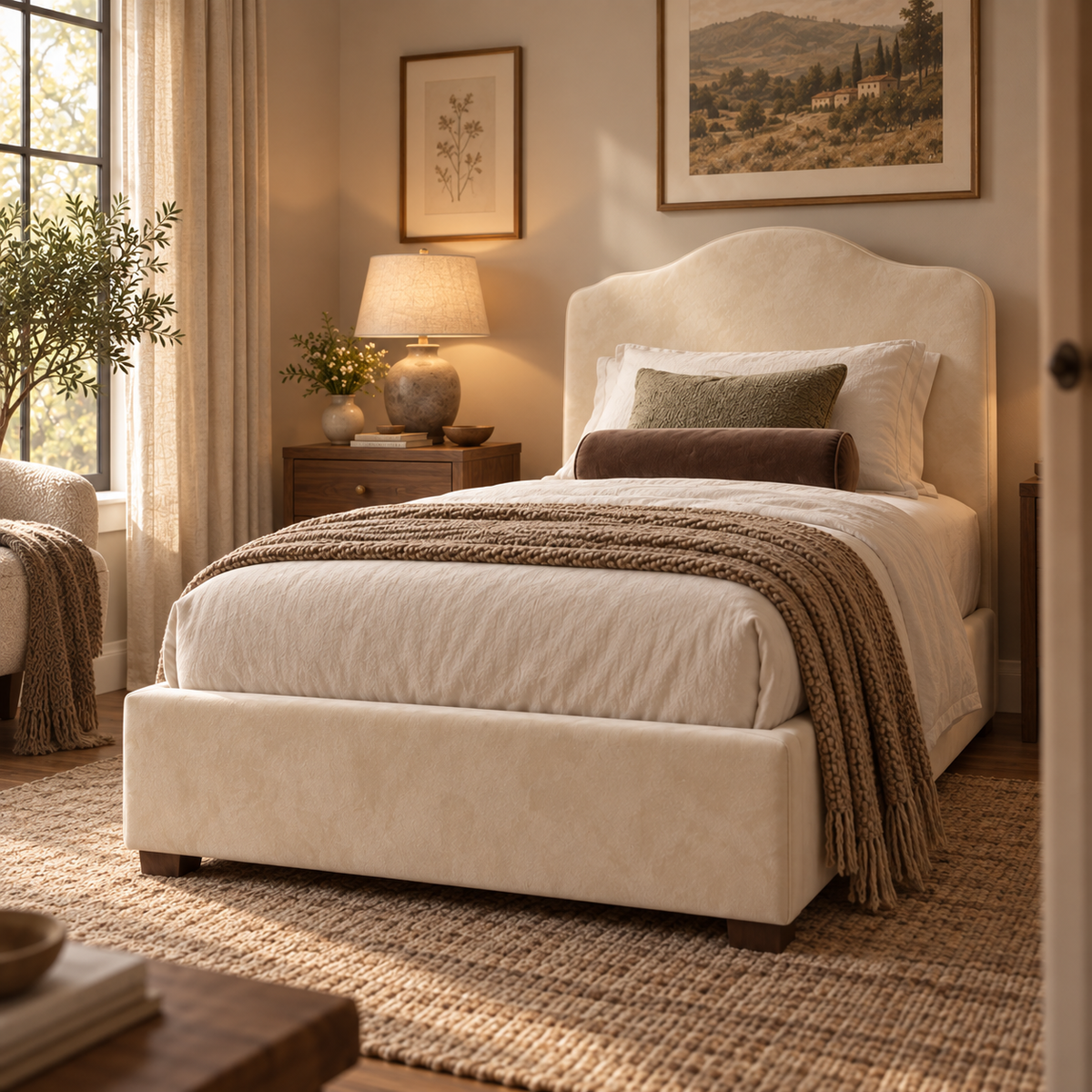 Salome Elegant Soft Upholstered Cloud Teddy Bed