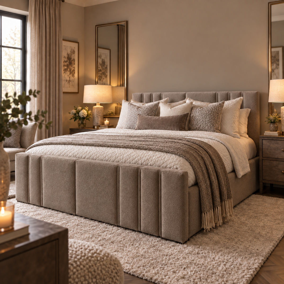 Rhianna Mirage Panel Upholstered Bed