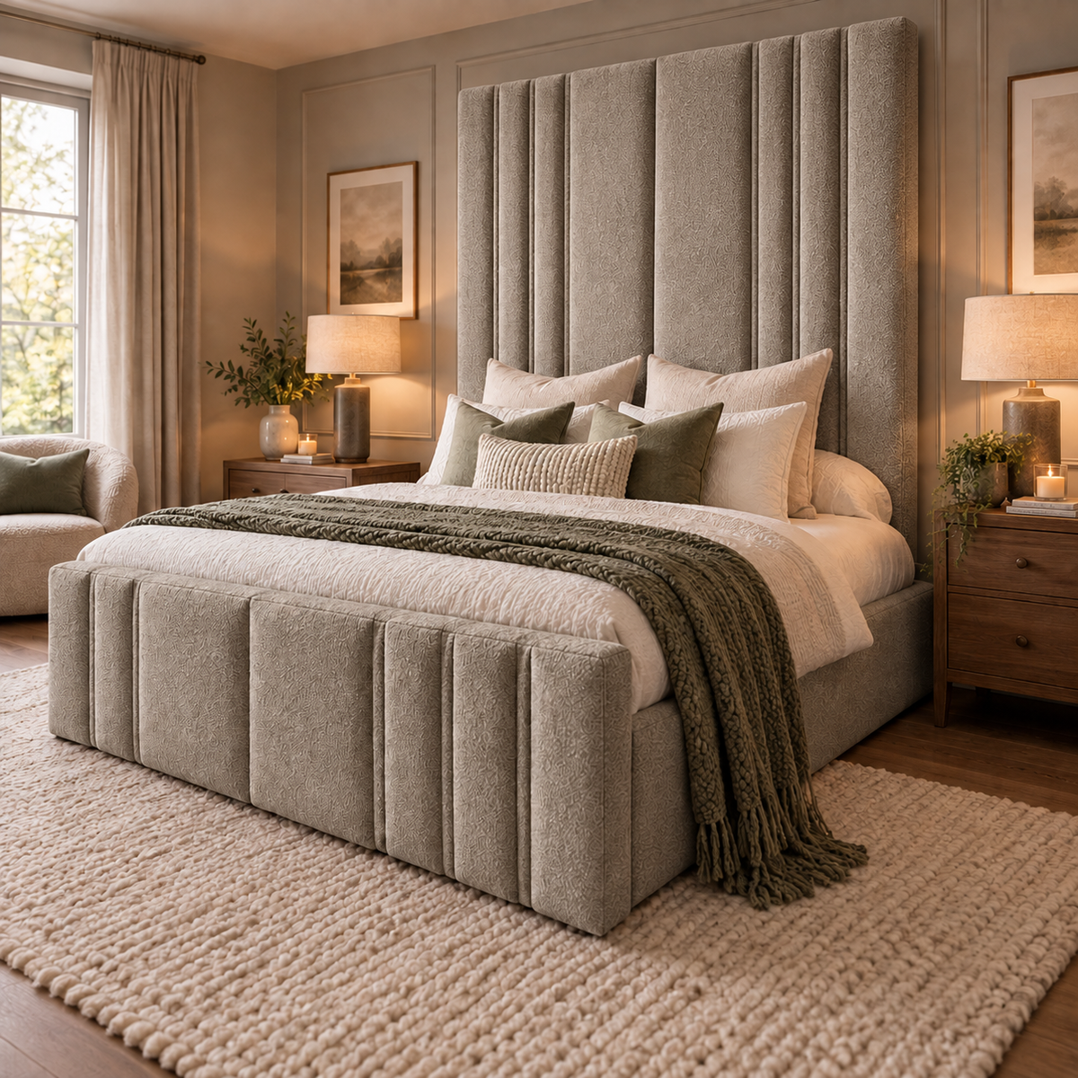 Rhianna Mirage Panel Upholstered Bed