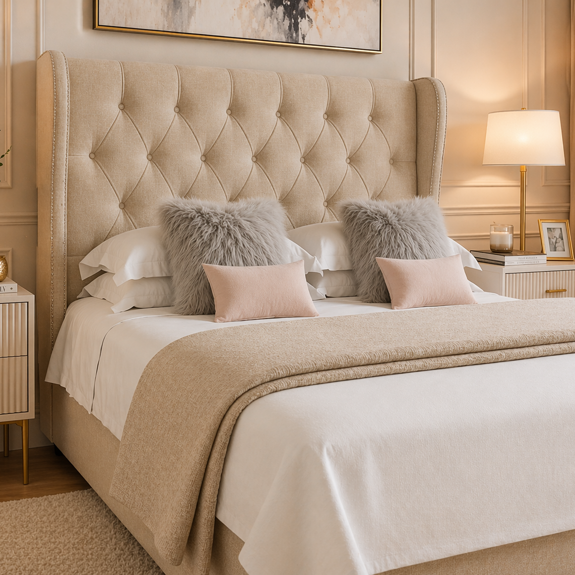 Rhianna Straight Circle Winged Headboard