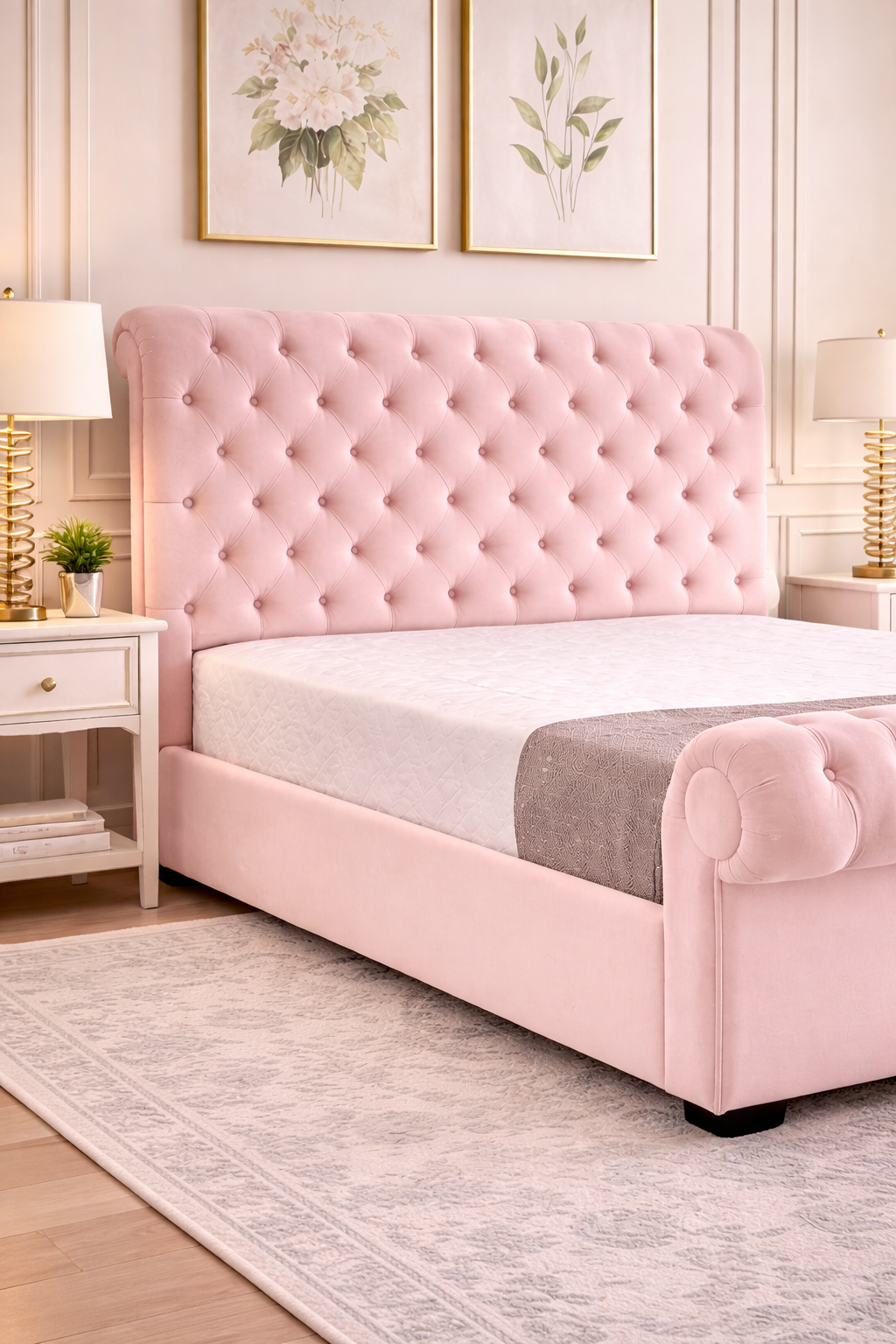 Andre Classic Sleigh Chesterfield Headboard and Footboard
