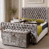 Nehemiah Modern Sleigh Chesterfield Headboard and Footboard
