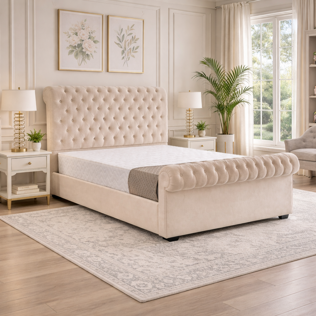 Andre Classic Sleigh Chesterfield Headboard and Footboard