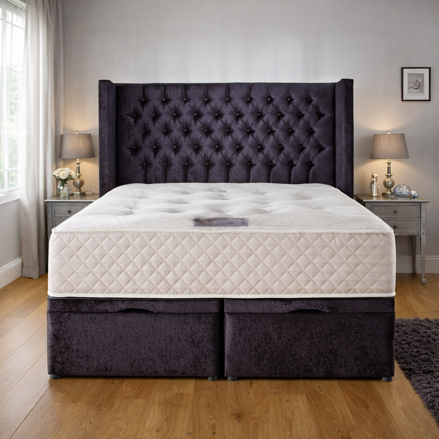 Ezra Caramello Upholstered Ottoman Storage Bed