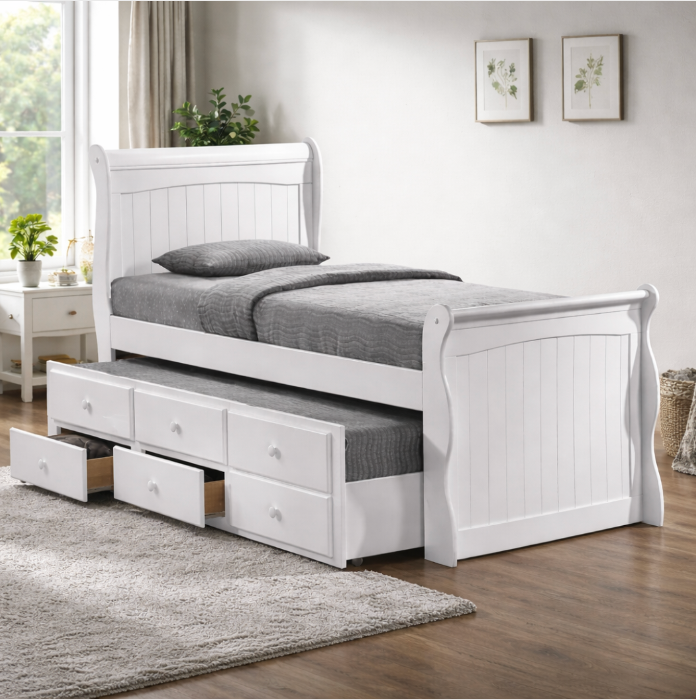 White Captain Bed Frame
