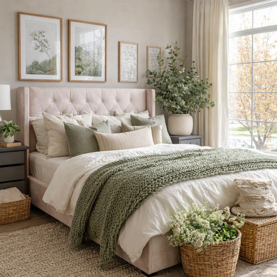 Rhianna Azalea Wingback Upholstered Bed