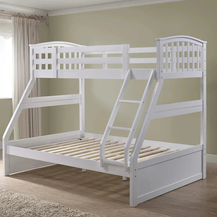 White Wooden Three Sleeper Bunk Bed