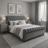 Bradley Sleigh Chesterfield Ottoman Storage Bed