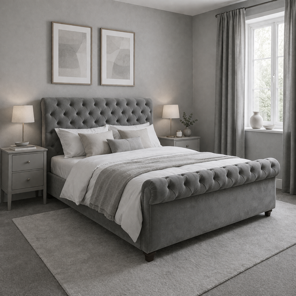 Bradley Sleigh Chesterfield Ottoman Storage Bed
