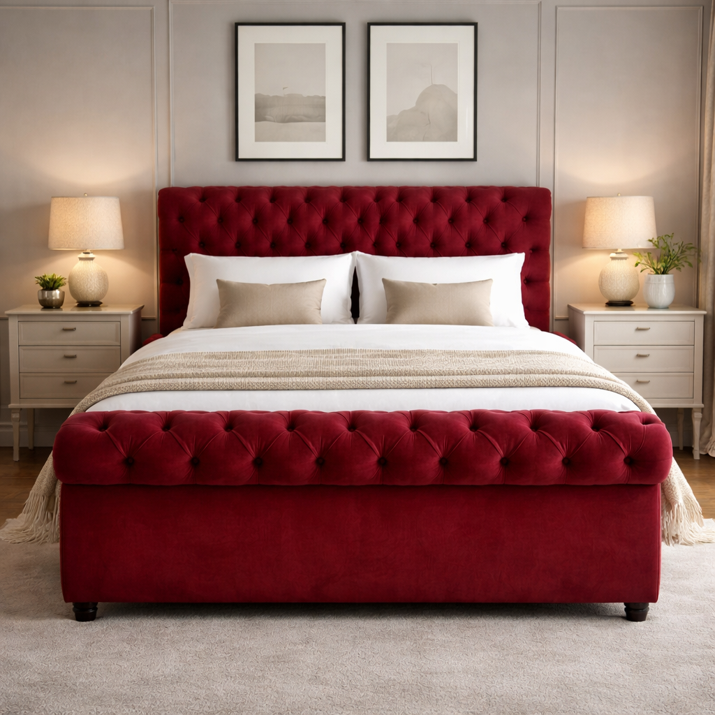 Bradley Sleigh Chesterfield Ottoman Storage Bed