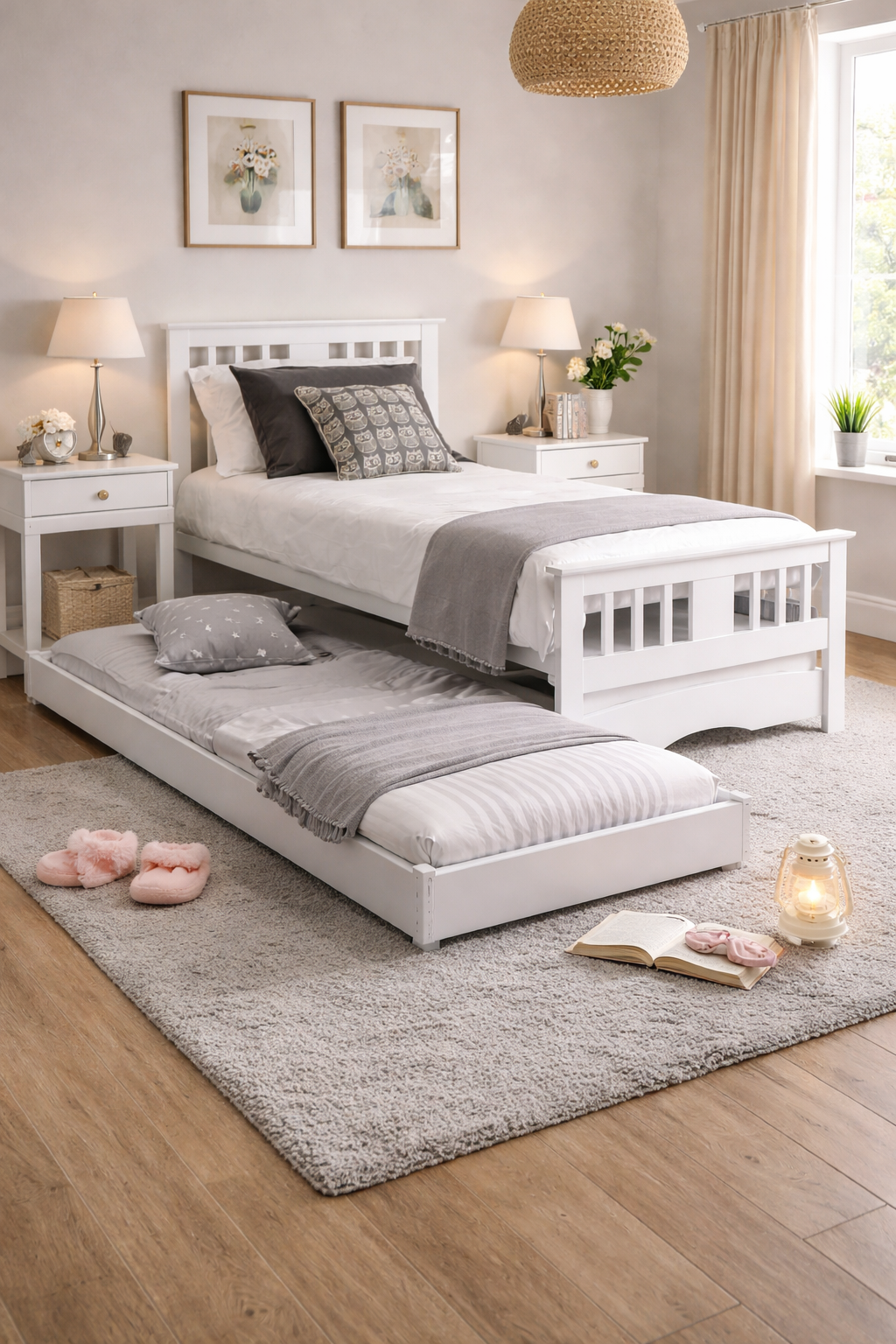 Lilly White Guest Bed with Pull Out Trundle